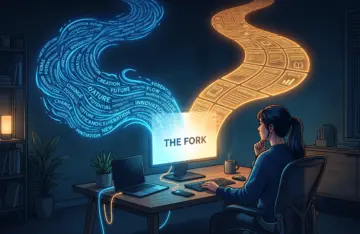 Illustration comparing how a search engine finds pages and how AI writes answers, for the question is AI a search engine