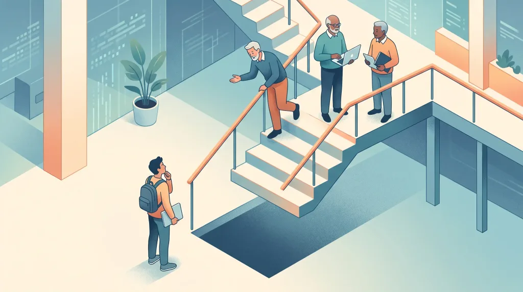 Broken career ladder showing how AI is squeezing junior software engineers