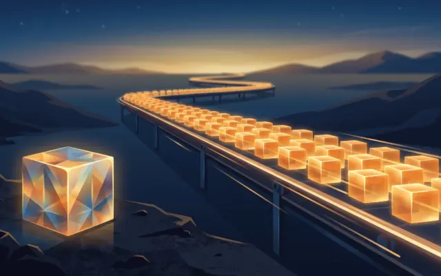 Conveyor belt of rapidly produced blocks illustrating the accelerating AI release cycle