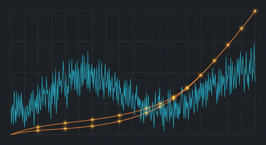 Jagged versus smooth rising curves showing version noise versus real progress in the AI release cycle